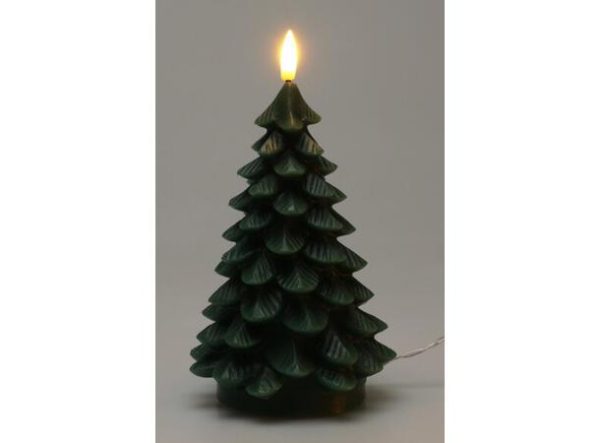 Stearinlys LED Juletre grønn Timer 17cm