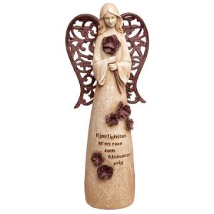 Engel beige/brun m/rose Kjærlighet 34cm