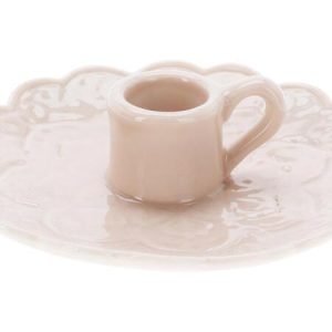 Lysestake porselen rosa