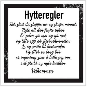 Serviett Hytteregler hvit