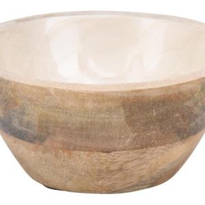 Skål mangotre m/beige emalje 13x7cm