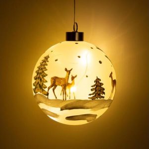 Glasskule henge LED rådyr 15cm